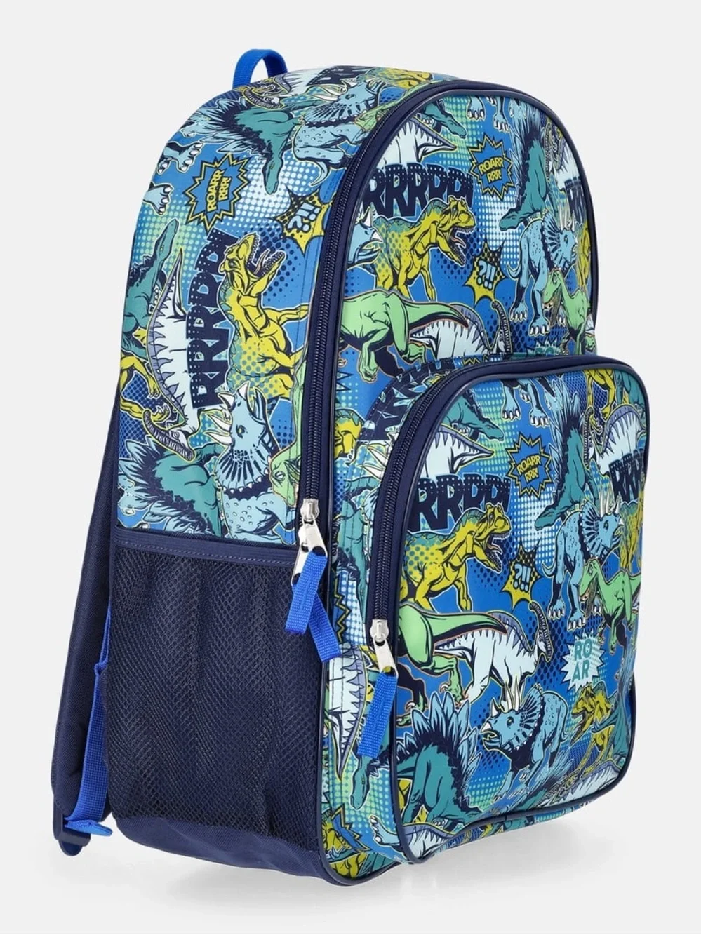 Kids Dinosaur Print Backpack in Blue & Green W